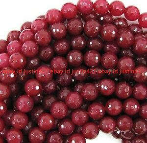 10mm Natural Faceted Brazil Red Ruby Gemstone Round Loose Beads 15" Strand