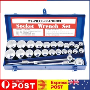 AU 27 PCS 3/4" Drive Socket Wrench Set Metric & Imperial Ratchet Extension Bar - Picture 1 of 10