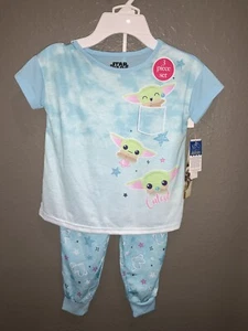 STAR WARS Girls Blue Baby Yoda 3 Piece Pajama Set Size 6 NWT - Picture 1 of 3