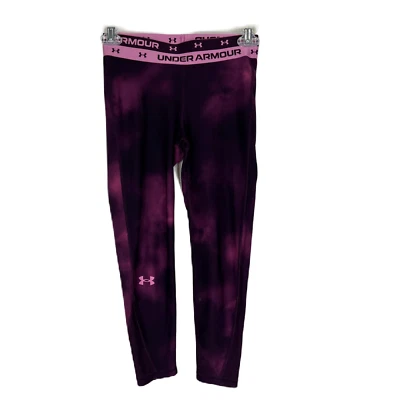 Under Armour Leggings Youth Medium Burgundy Tie Dye Activewear Bottoms Kids  - Image 1 of 4