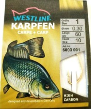 Westline Karpfen Vorfachhaken gold Gr.1  10Stück Haken Angelhaken Goldhaken