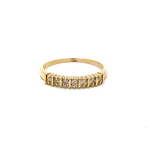14K Yellow Gold Light Champagne Diamond Bar Set Style Wedding Stack Band Ring - Picture 1 of 7