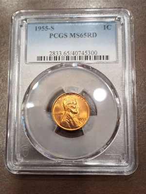 1955-S Wheat Cent - RPM-004 - MS65RD - PCGS - Image 1 of 4