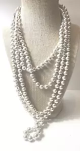 Lotto di 4 Collana Perline Annodate Vintage Firmate MONET Argento Metallico - Foto 1 di 6