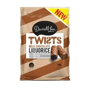 916667 1 X 200G BAG DARRELL LEA MILK CHOCOALTE LIQUORICE TWISTS SWEET TREAT - Picture 1 of 2