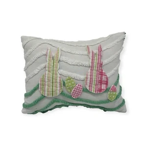 NEW Handmade Bunny Peeps Pillow Vintage Chenille Bedspread Quilt Appliqués Cute! - Picture 1 of 11