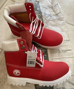 Neu ohne Karton Timberland 6" Premium rot/weiß wasserdicht Stiefel Herren US 8 M - Bild 1 von 3