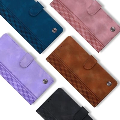 Grid Leather Wallet Phone Case For Huawei Y5 Y6 Y7 Y9 Honor 200 lite Magic 5 7 - Image 1 of 4