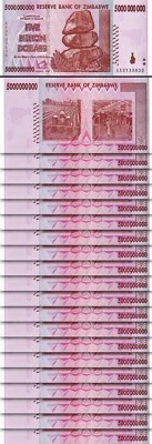 Zimbabwe 5 Billion 5,000,000​,000 Dollars 2008, UNC-, 20 PCS LOT, P-84 - Image 1 of 4