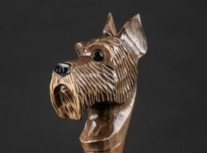 Hand craved dog handle wooden walking cane dog walking stick best gift - Picture 1 of 2