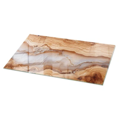 Glas Tischplatte Rechteckig Dekor Glasscheibe Holz im Einklang mit Harz 140x70 - Bild 1 von 4