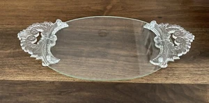 Vintage Crystal & Glass Footed Vanity Dresser Perfume Tray 19 5/8” - Picture 1 of 10