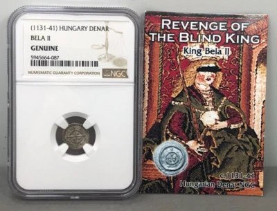 ( 1131-41 ) Hungary Denar Bela II NCG Genuine ~ Ancient Silver Coin - Image 1 of 4