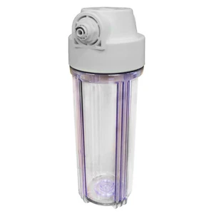 10" Clear Water Filter Housing with 1/2” Female Ports 1/4" PF Fittings - Picture 1 of 3