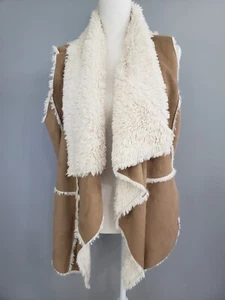 Xhilaration Faux Suede Faux Fur Open Vest Size XL Hippie Boho Retro y2k Vintage - Picture 1 of 7