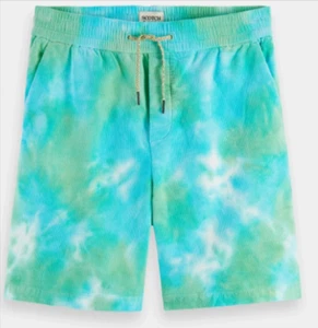 Scotch & Soda Boys Relaxed Fit Corduroy Organic Cotton Shorts Blue/Green Size 14 - Picture 1 of 6