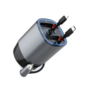 USB Retractable Car Charger Dock USB Type-C Cable For Phone Fast Charge Adapter - Photo 1 sur 12