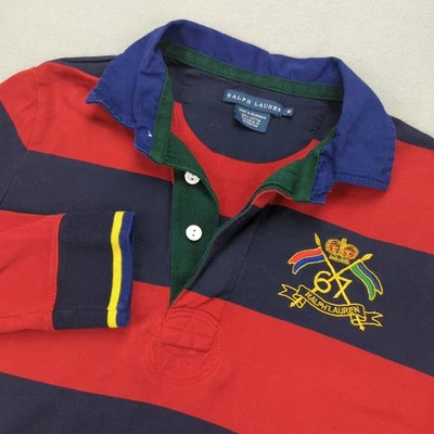 Ralph Lauren Rugby Dress Womens Medium Long Sleeve Crest Logo Striped Vintage - Image 1 of 4