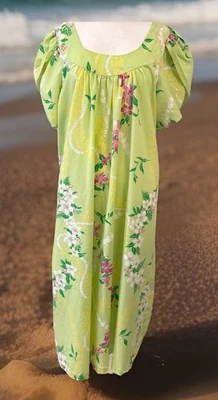 Vestido Vintage Sabor Hawaiano 2XL MUUMUU Tropical 100% Algodón Hecho en HAWAII Foto 1 de 4