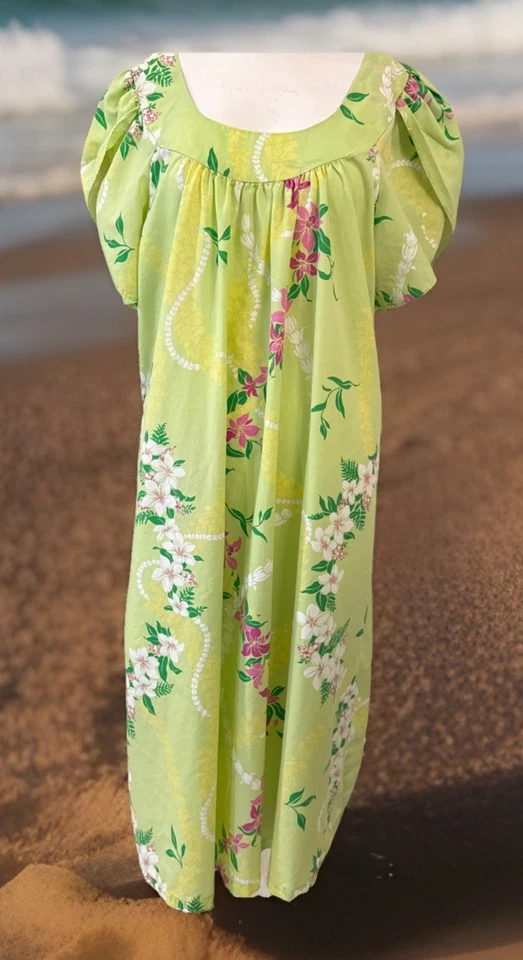 Vestido Vintage Sabor Hawaiano 2XL MUUMUU Tropical 100% Algodón Hecho en HAWAII Foto 1 de 4