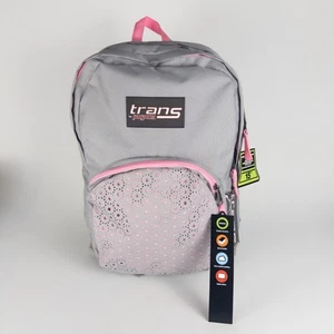 Trans JanSport Backpack Gray Pink Laser Cut Front Pocket Laptop Sleeve 15" NWT - Afbeelding 1 van 9