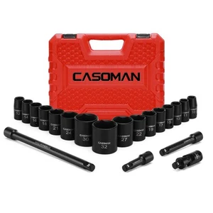 1/2-Inch Drive Shallow Impact Socket Set, Metric, 10mm-32mm, CR-V, 6-Point, 2... - Picture 1 of 7