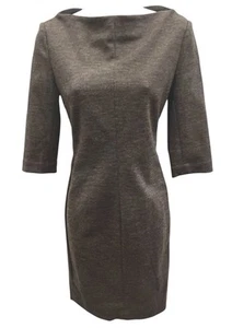 Diane Von Furstenberg Wool Knit Sheath Dress Gray Size 6 Boat Neck Wool Blend - Picture 1 of 12