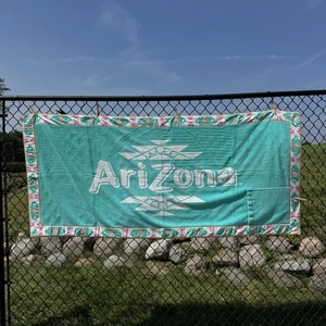 Vintage AriZona Tea Beach Towel 90s Pastel Aztec Border Promo Southwest Decor - Picture 1 of 8
