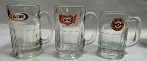 Lot Of "3" Different Vintage A&W Root Beer Soda Drink Heavy Glass Mugs (A6) - Picture 1 of 7
