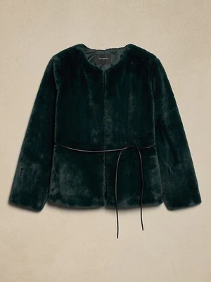 Chaqueta Blazer Banana Republic Luxury Teal Imitación Piel Cintura Atada Talla M NUEVA NUEVA CON ETIQUETAS Foto 1 de 4