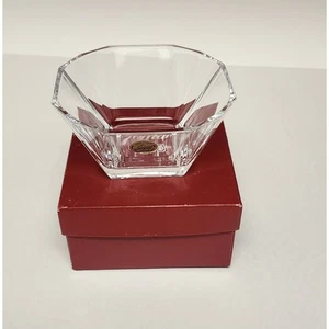 Gorham 24% Lead Crystal Hexagonal Bowl Clear Dish Fan and Criss Cross - Picture 1 of 6