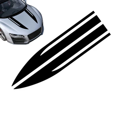 DIY Car Stickers Hood Bonnet Cover Long Stripes Decals Black Trim Accessories - Image 1 of 4