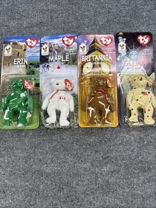 RARE TY Beanie Babies McDonald’s International Bears Set of 4 — ALL w/ ERRORS! - Picture 1 of 23