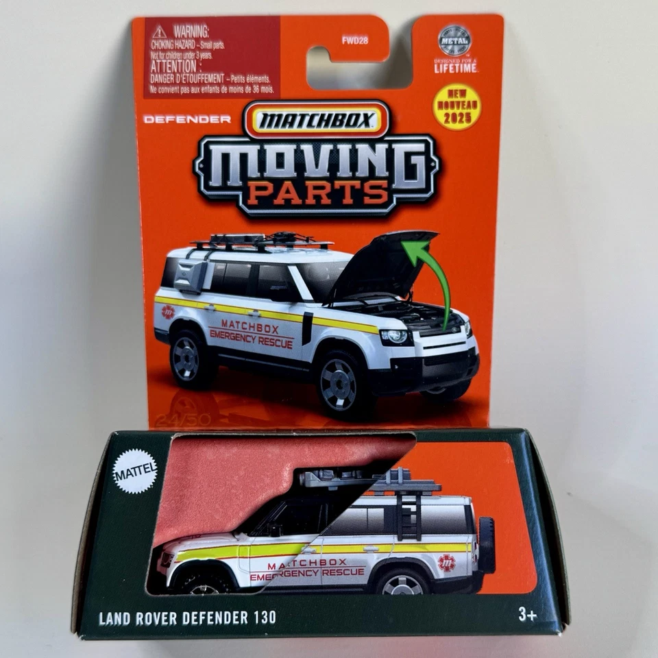 MATCHBOX Moving Parts Land Rover Defender 130 Emergency Rescue 2025 New Foto 1 de 3