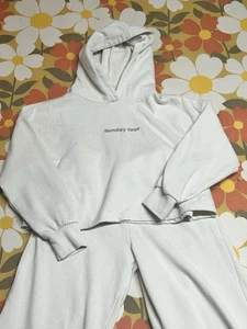 Zara Girls Sweatshirt and Pants Set Sunday Tour Comfy Soft Cream sz 11/12 - Picture 1 of 19
