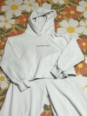 Zara Girls Sweatshirt and Pants Set Sunday Tour Comfy Soft Cream sz 11/12 - Image 1 of 4