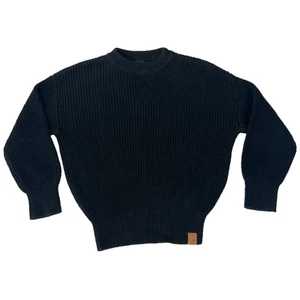 Little Bipsy Collection Sweater Kids Girl 8 Chunky Black Crew Neck Rib Knit - Picture 1 of 8
