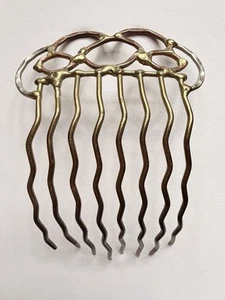 Vintage Mixed Metal Art Haarkamm - Brutalist Boho Style, Messing-Bronze Silberton - Bild 1 von 7
