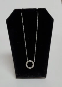 1/10th Carat Diamond Octagon Sterling Silver Pendant Necklace. - Picture 1 of 8