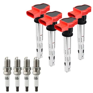 4PCS Ignition Coil & Spark Plug For Audi TT A4 VW Golf Jetta GTI 2.0L 2.0T UF529 - Picture 1 of 12