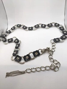 Black Slim Leather Rhinestone Studded Belt Fits Most Sizes Waist - Picture 1 of 6