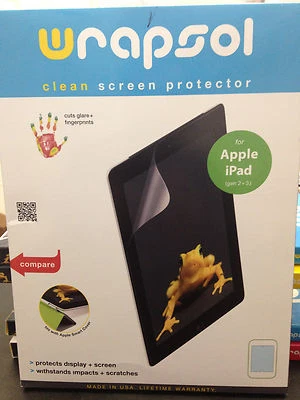 WRAPSOL-CMPAP011-SO Clear Anti-Smudge Screen Protector Film for iPad gen 2&3,NEW - Image 1 of 2