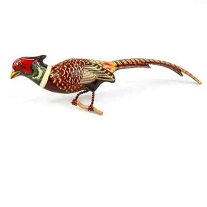 Ring Necked Pheasant, Hand Painted, Collectible, Vintage Wooden Brooch - Picture 1 of 11