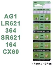 AG1 364 Alkaline 1.5v Battery LR60 LR621 SR621W Coin Cell Remote Joblot Battery - Picture 1 of 4