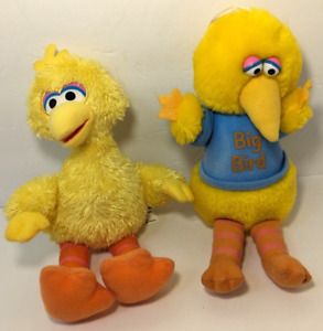 Lot de peluches Sesame Street Big Bird vintage 1983 & 2013 Hasbro 9"