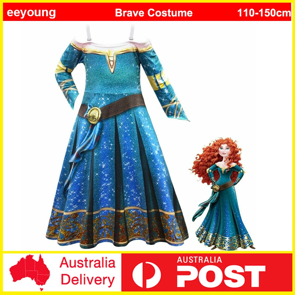 Niños Valiente Mérida Disfraz Vestido Niñas Semana del Libro Carnaval Fiesta Vestir Foto 1 de 4