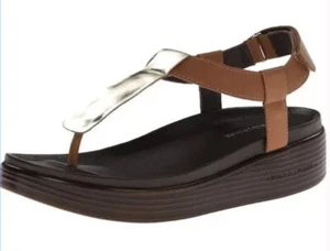 Donald J Pliner Felice Gold Mirror Platform Post Ankle Strap Fashion Sandals 9 - Picture 1 of 3