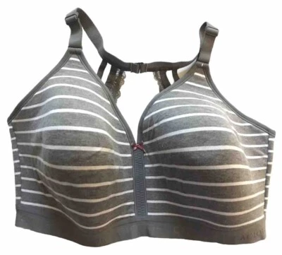 Sujetador CACIQUE 40G espalda deportiva ligeramente forrado sin alambres gris blanco a rayas nuevo sin etiquetas Foto 1 de 4