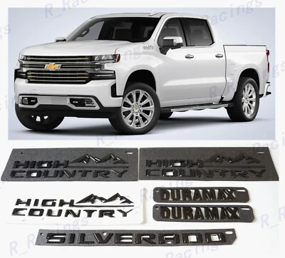 Capó trasero negro brillante High Country emblema Duramax 2019+ Silverado Foto 1 de 4