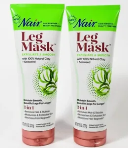 2 Nair LEG MASK 3-in-1 Hair Remover Exfoliate & Smooth Natural Clay 8 oz Ea - Picture 1 of 1